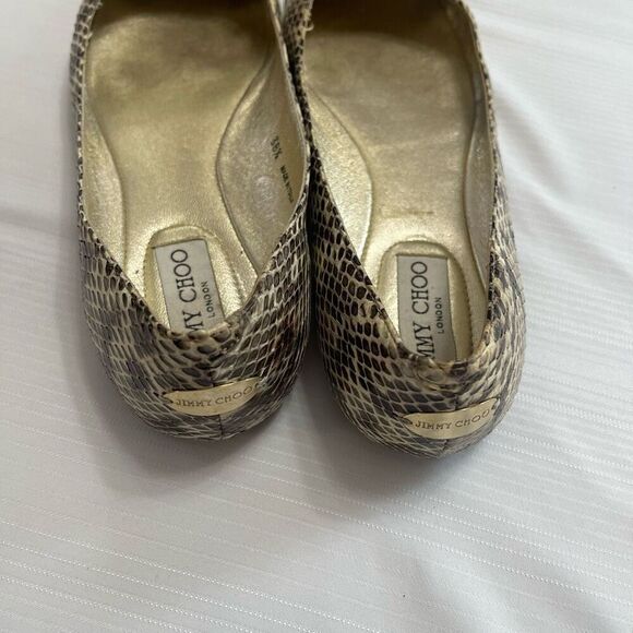 Jimmy Choo London Snakeskin Embossed Leather Flats Shoes Size 38 1/2 US 8 - Picture 4 of 10